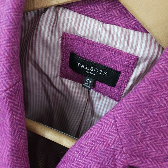 Talbots Pink Wool Blend Herringbone Classic Blazer Sz 22W Professional Career - Picture 3 of 8